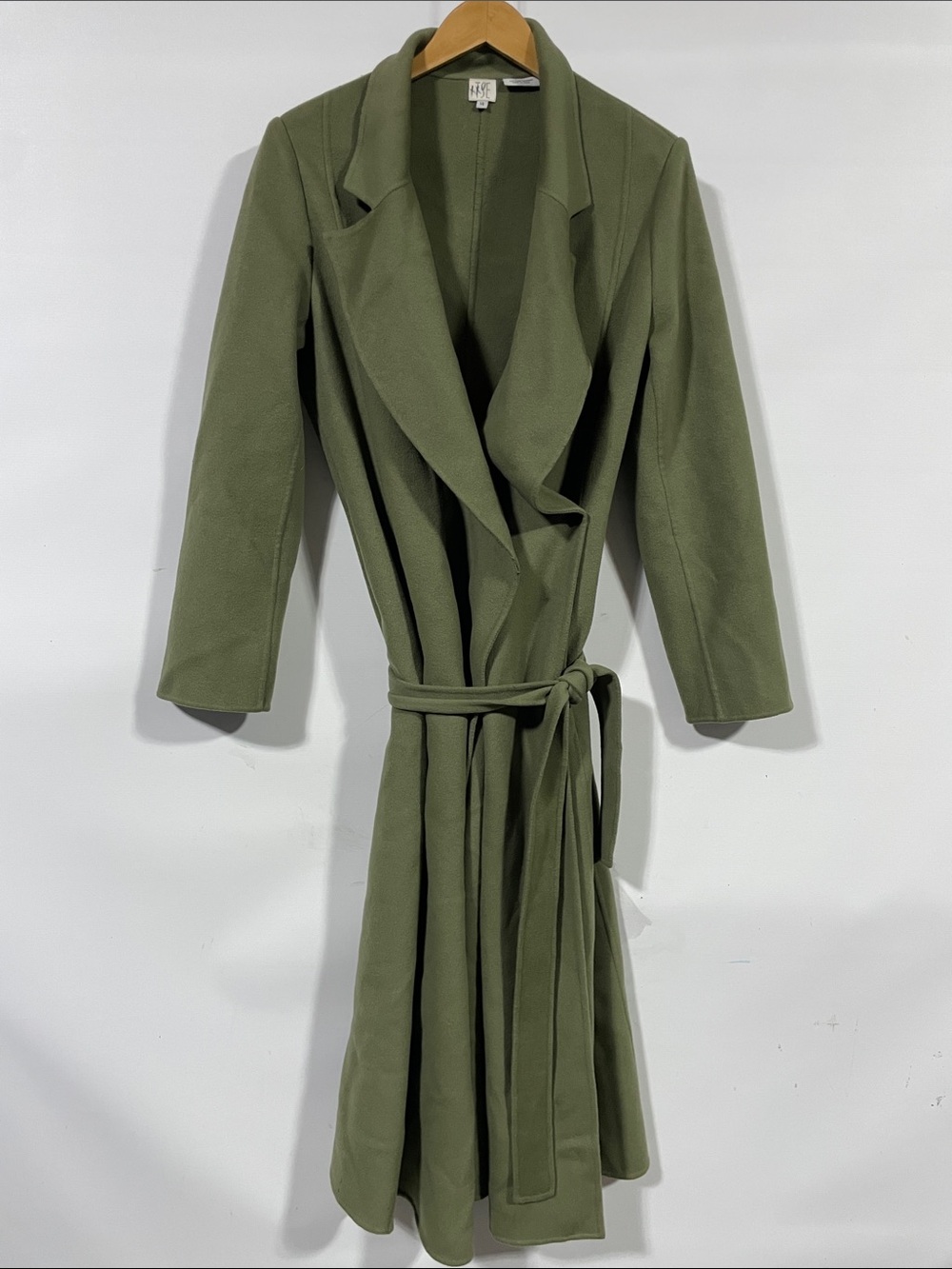 TSE 100% Cashmere Olive Green Trench Coat with Belt
